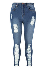 Load image into Gallery viewer, Plus Ripped Cut Off Stretch Skinny Jean
