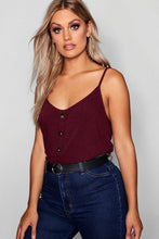 Load image into Gallery viewer, Plus Ribbed Button Cami
