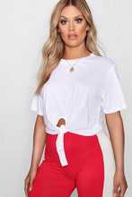 Load image into Gallery viewer, Plus Tie Front Cotton T-Shirt
