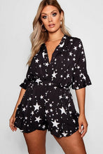 Load image into Gallery viewer, Plus Star Printed Ruffle Romper

