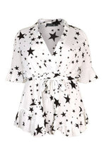 Load image into Gallery viewer, Plus Star Printed Ruffle Romper
