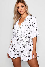 Load image into Gallery viewer, Plus Star Printed Ruffle Romper
