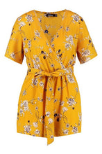 Load image into Gallery viewer, Petite Kimono Wrap Front Tie Belt Romper
