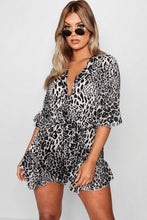 Load image into Gallery viewer, Plus Zoe Leopard Print Plunge Wrap Romper
