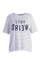 Load image into Gallery viewer, Plus Stripe Slogan Jersey T-Shirt
