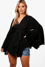 Load image into Gallery viewer, Plus Extreme Sleeve Wrap Front Tie Top
