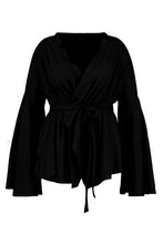 Load image into Gallery viewer, Plus Extreme Sleeve Wrap Front Tie Top
