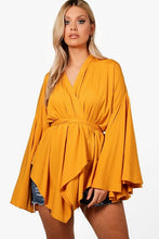 Load image into Gallery viewer, Plus Extreme Sleeve Wrap Front Tie Top
