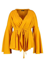 Load image into Gallery viewer, Plus Extreme Sleeve Wrap Front Tie Top
