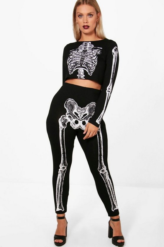 Plus Laura Halloween Printed Skeleton Legging