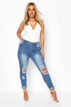 Load image into Gallery viewer, Plus Ripped Knee Stretch Skinny Jean
