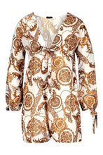 Load image into Gallery viewer, Chain Print Knot Front Beach Playsuit
