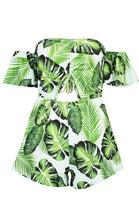 Load image into Gallery viewer, Tall Tropical Leaf Print Bardot Playsuit
