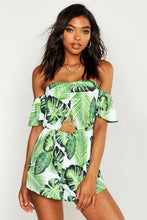 Load image into Gallery viewer, Tall Tropical Leaf Print Bardot Playsuit
