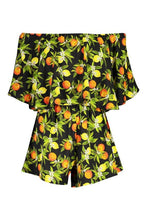 Load image into Gallery viewer, Tall Off The Shoulder Fruit Print Playsuit
