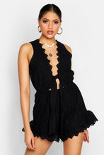 Load image into Gallery viewer, Tall Plunge Broderie Anglaise Playsuit
