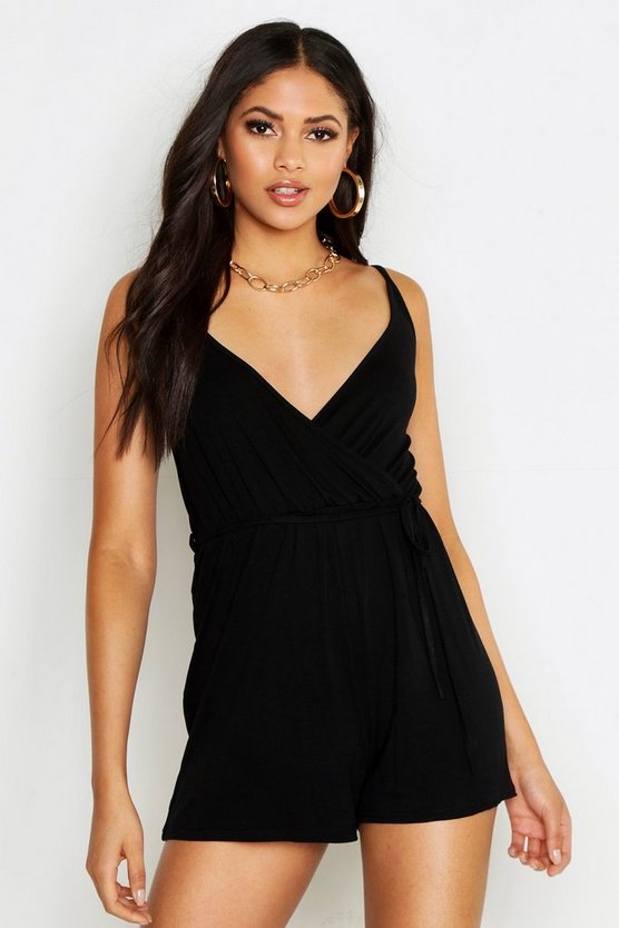 Tall Belted Wrap Jersey Playsuit