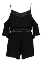 Load image into Gallery viewer, Tall Lace Detail Crinkle Cold Shoulder Playsuit
