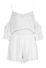 Load image into Gallery viewer, Tall Lace Detail Crinkle Cold Shoulder Playsuit
