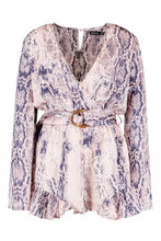 Load image into Gallery viewer, Tall Snake Print Tortoise Shell Buckle Romper
