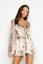 Load image into Gallery viewer, Tall Snake Print Tortoise Shell Buckle Romper

