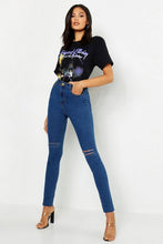 Load image into Gallery viewer, Tall High Waist Distressed Skinny Jean 35&quot;&quot; Leg
